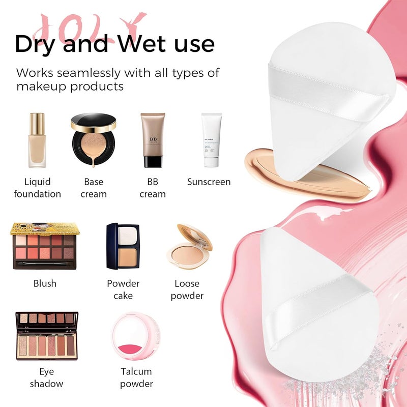 JOLY Triangle Powder Puff Face Makeup Sponge Beauty Blender Stocking Stuffers Puffs for Women apply Loose Powder and Foundation (12Pcs White) - Image 3